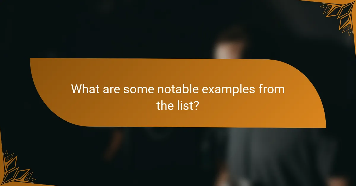 What are some notable examples from the list?
