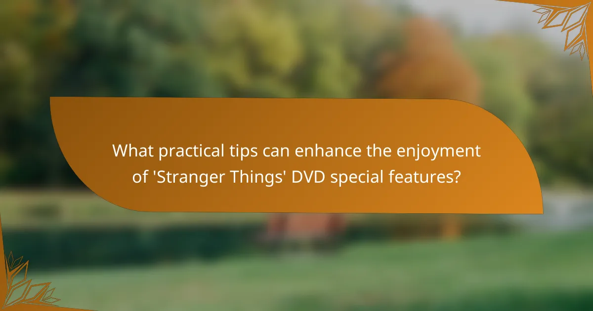 What practical tips can enhance the enjoyment of 'Stranger Things' DVD special features?